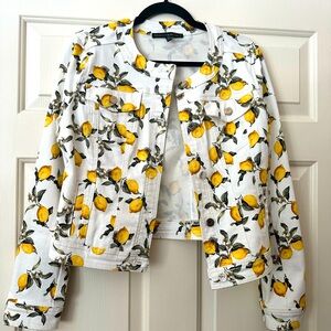 Lemon print denim jacket from White House Black Market